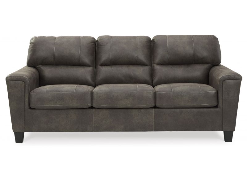 3 Seater Pull Out Queen Size Faux Leather Sofa Bed in Smoke - Nankin